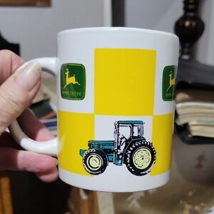 John Deere Mug with Yellow and Green Tractor Design